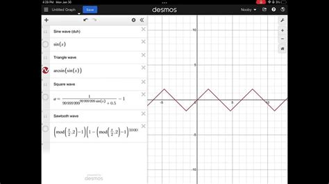 They can produce square waves, sine waves, triangle waves, and more. . Desmos square wave